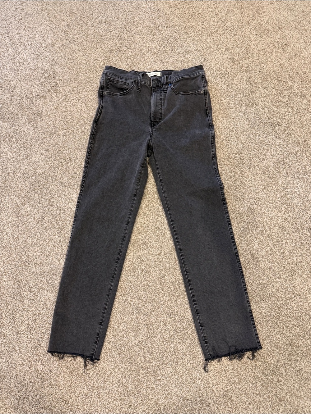 Madewell Women's Slim Straight Black Jeans with Raw Hem